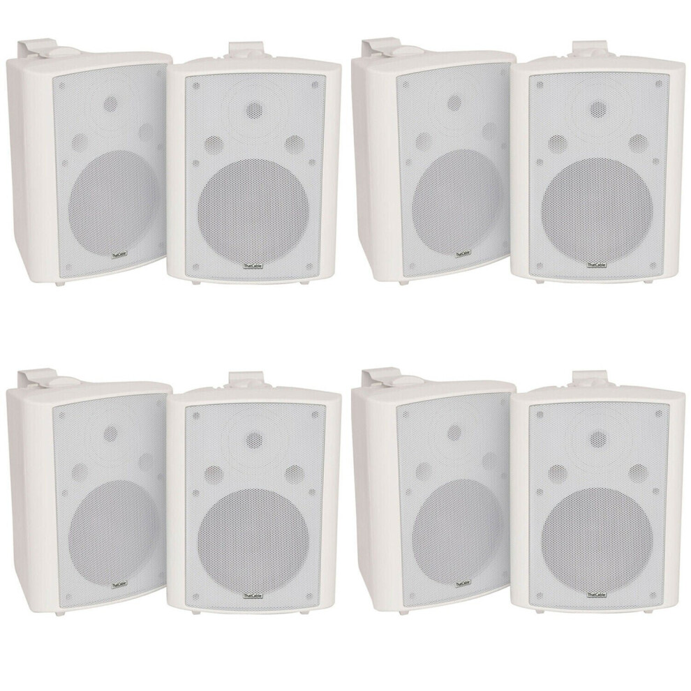 8X 180W Wall Mounted Stereo Speakers 8" 8Ohm Loud Premium Audio & Music White 5056199821136