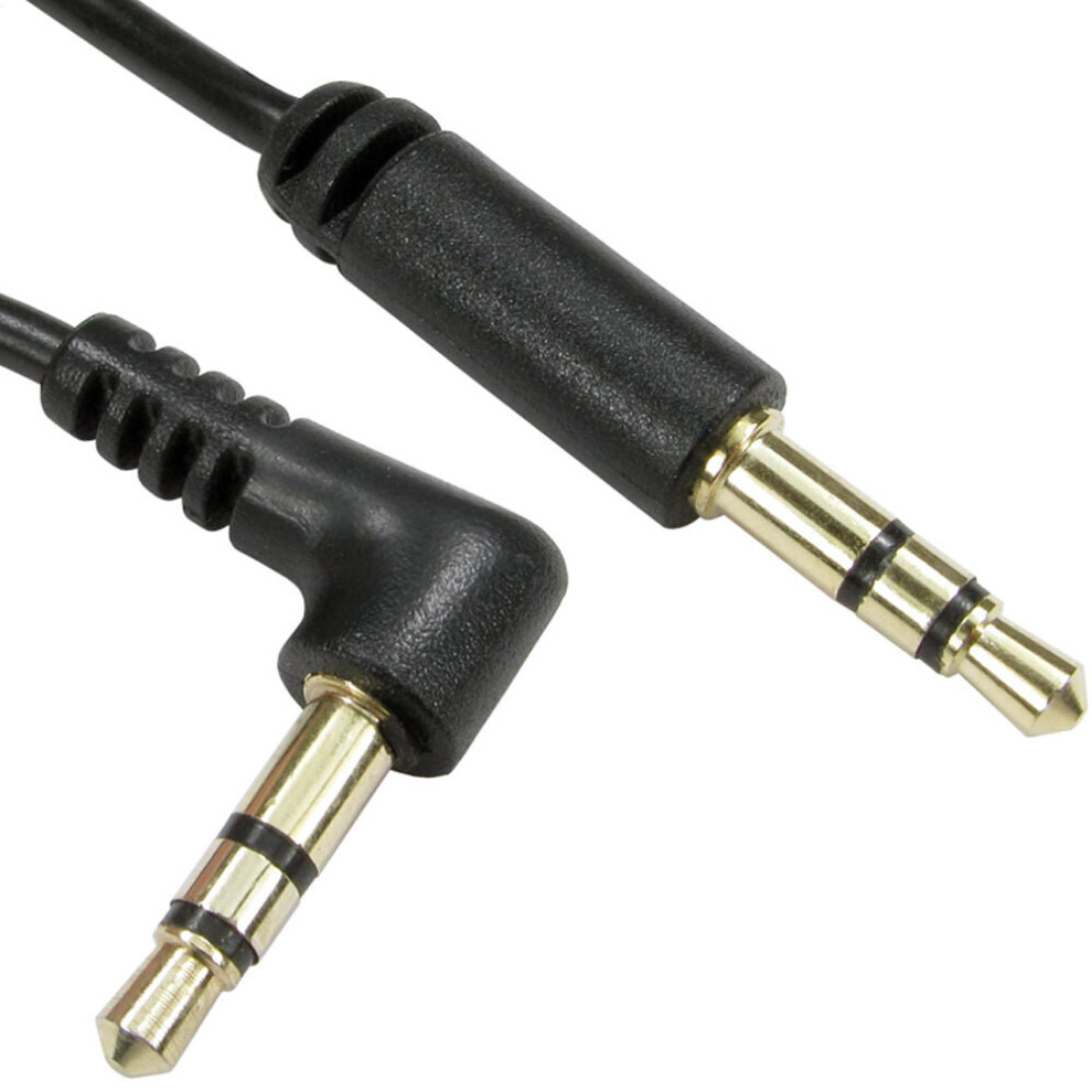 1.5M 3.5Mm Male To Car Aux Plug Stereo Cable Lead Right Angled 90 Deg Straight Black