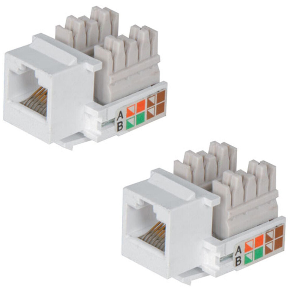2x RJ45 IDC Network Keystone Jack Module CAT5 & CAT6 Ethernet Plastic Connector