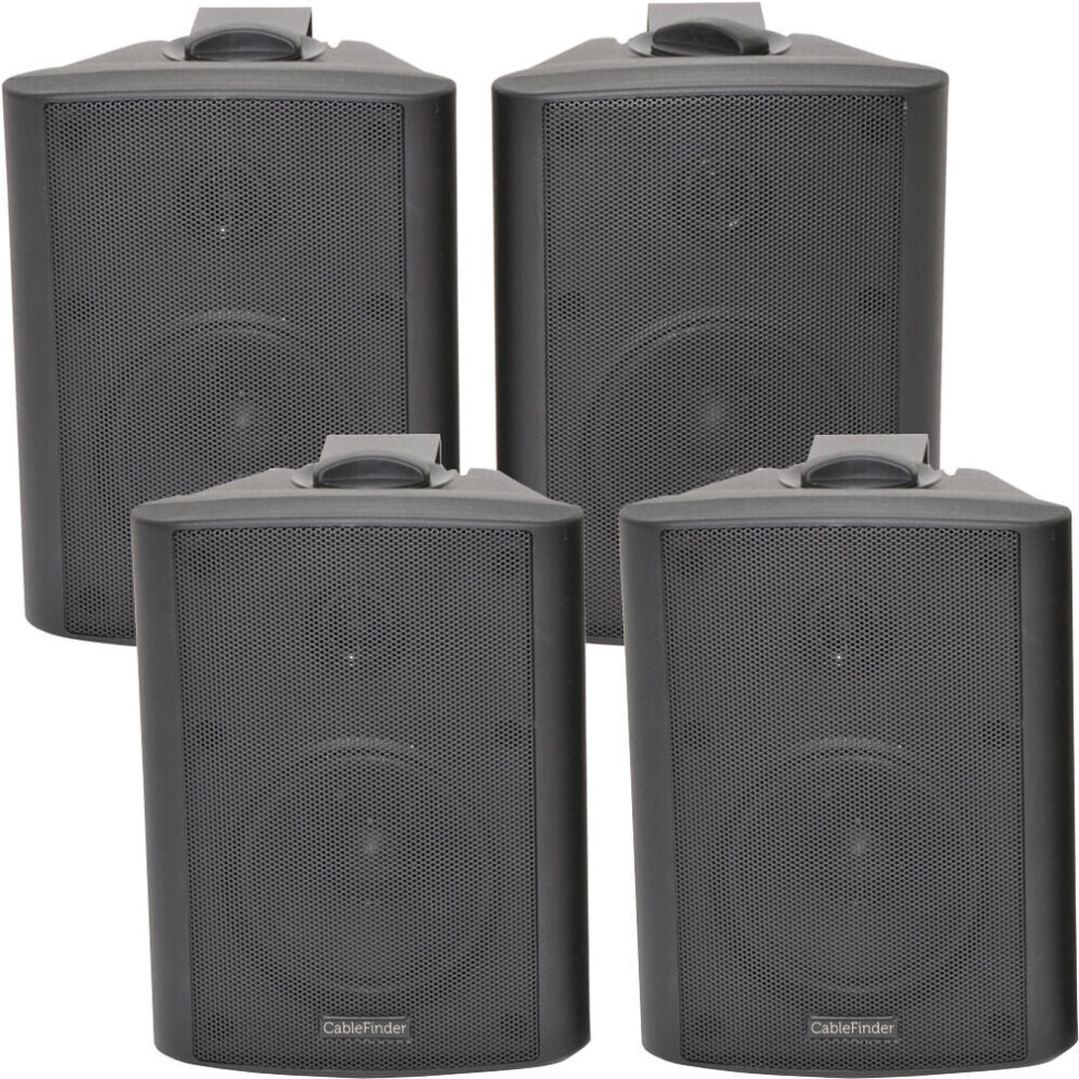 4x 4" 2 Way Stereo Speakers 70W 8Ohm Black Wall Mounted Background Music Hi Fi