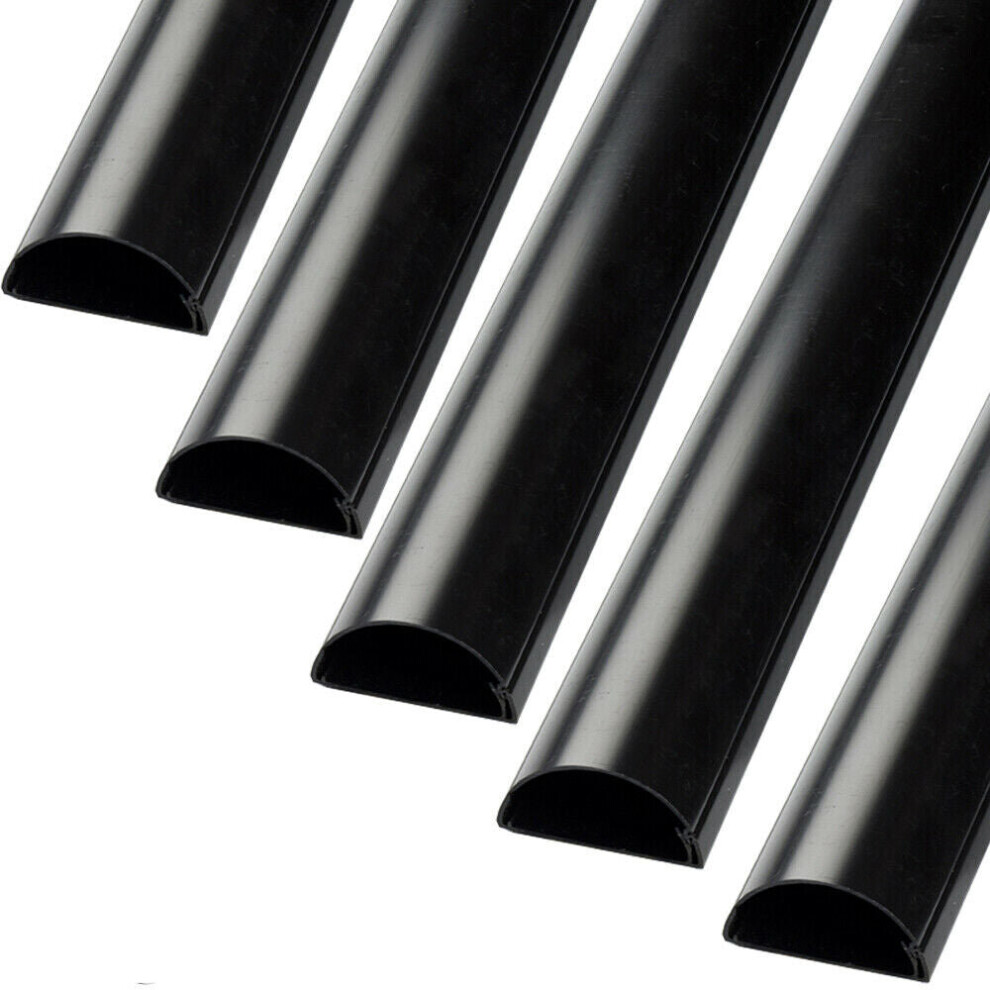 5X 1M (5M) 50X25mm Black Scart Cable Trunking Conduit Cover Av Tv Data Wall 5055538131196