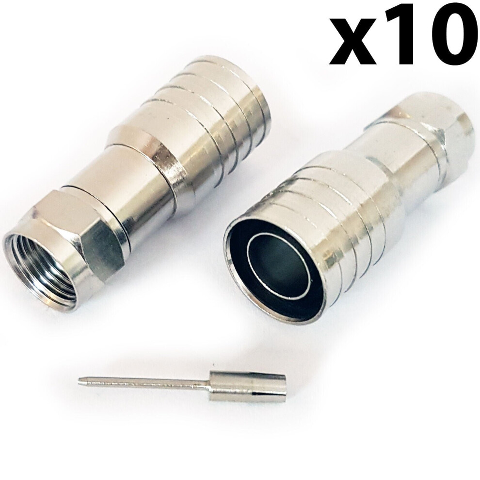 10x PRO Outdoor CT165 WF165 F Type Hex Crimp Connector Plug Thick Coax Cable