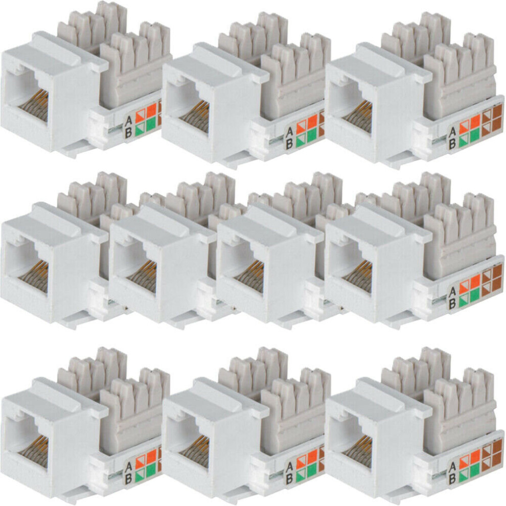Loops 10X Rj45 Idc Network Keystone Jack Module Cat5 & Cat6 Ethernet Plastic Connector