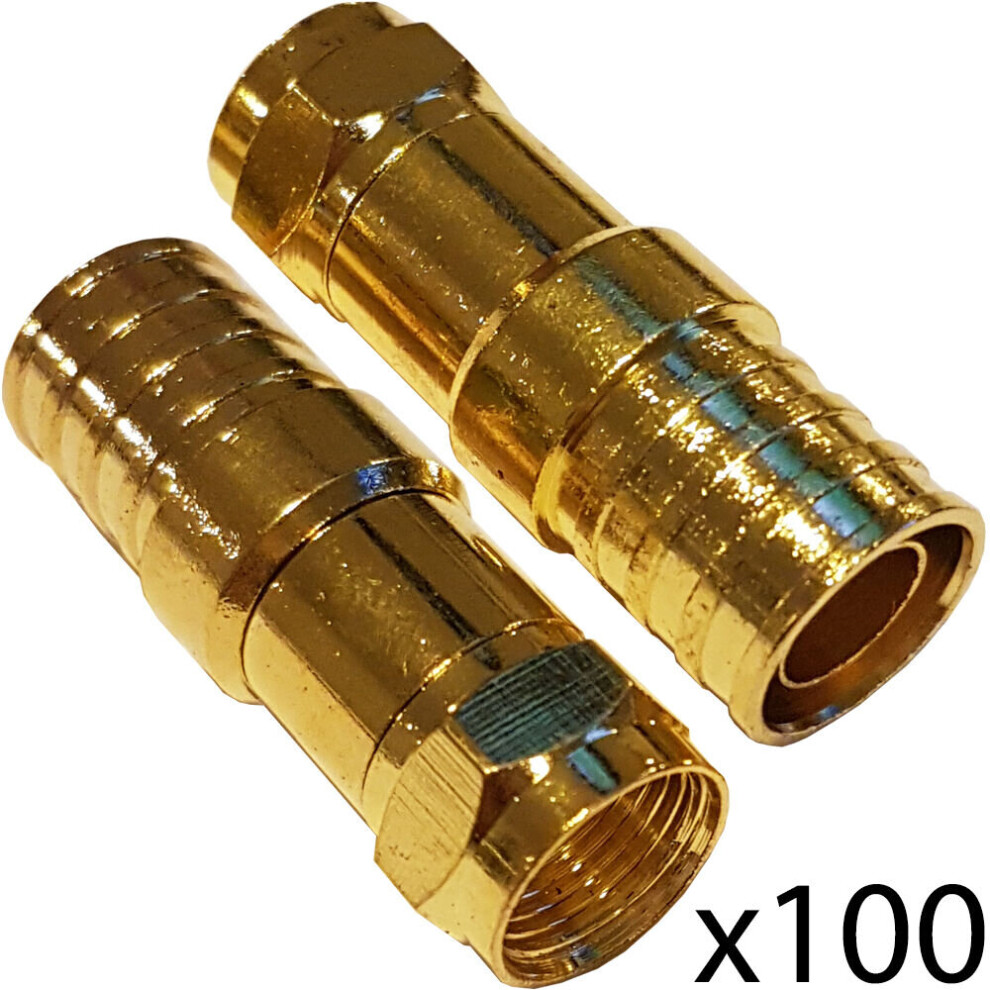 100x PRO Outdoor CT125 WF125 F Type Hex Crimp Connector Plug Thick Coax Cable