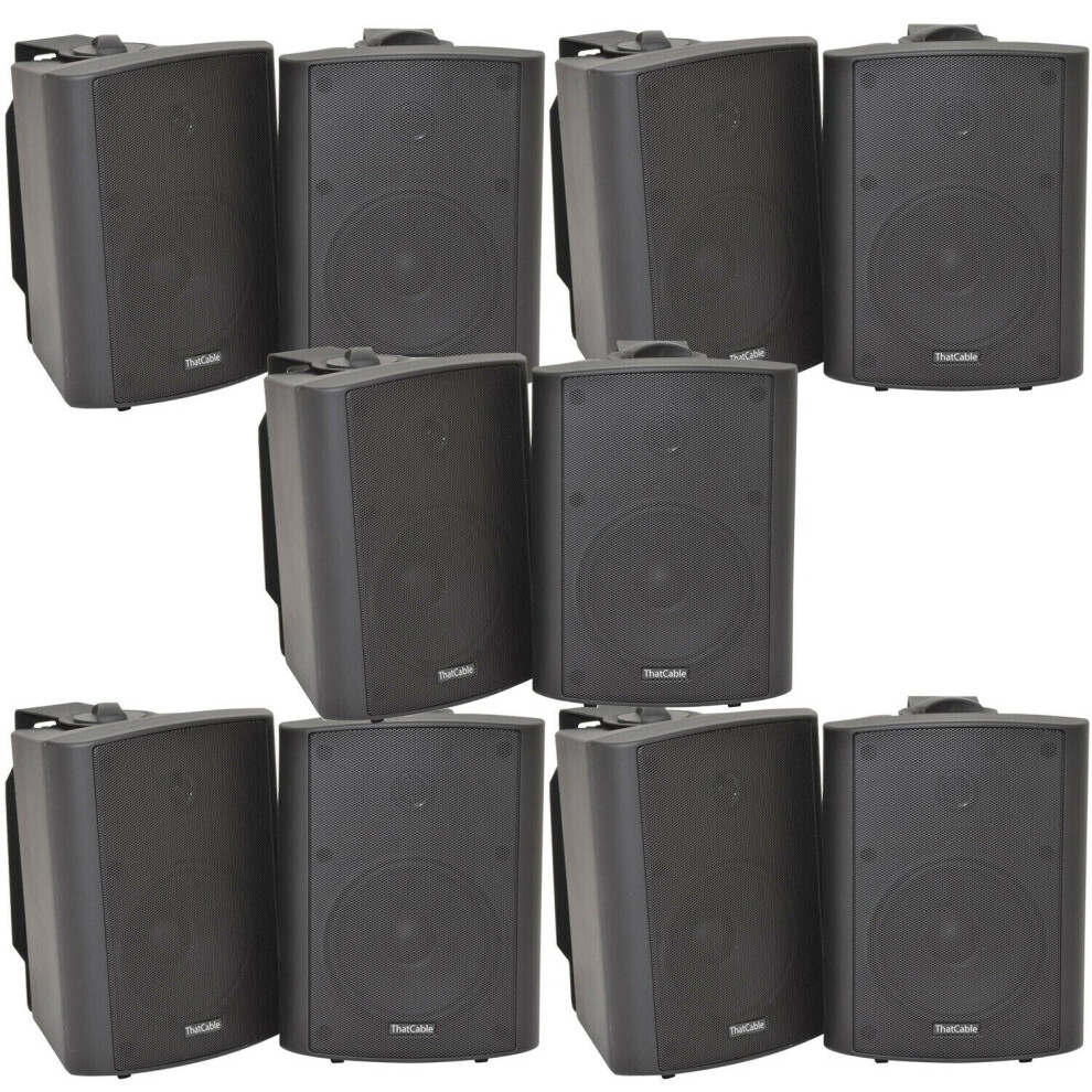 Loops 10X 90W Wall Mounted Stereo Speakers 5.25" 8Ohm Quality Home Audio Music Black