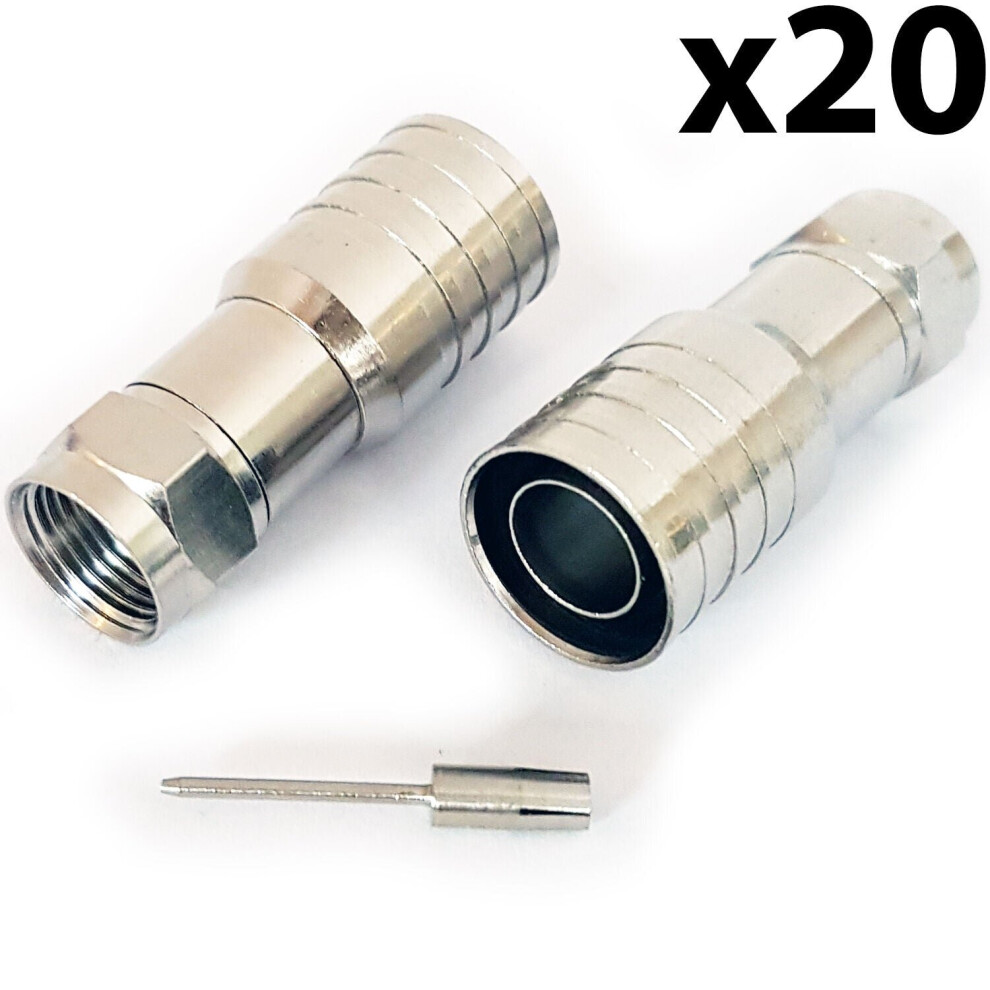 20x PRO Outdoor CT165 WF165 F Type Hex Crimp Connector Plug Thick Coax Cable