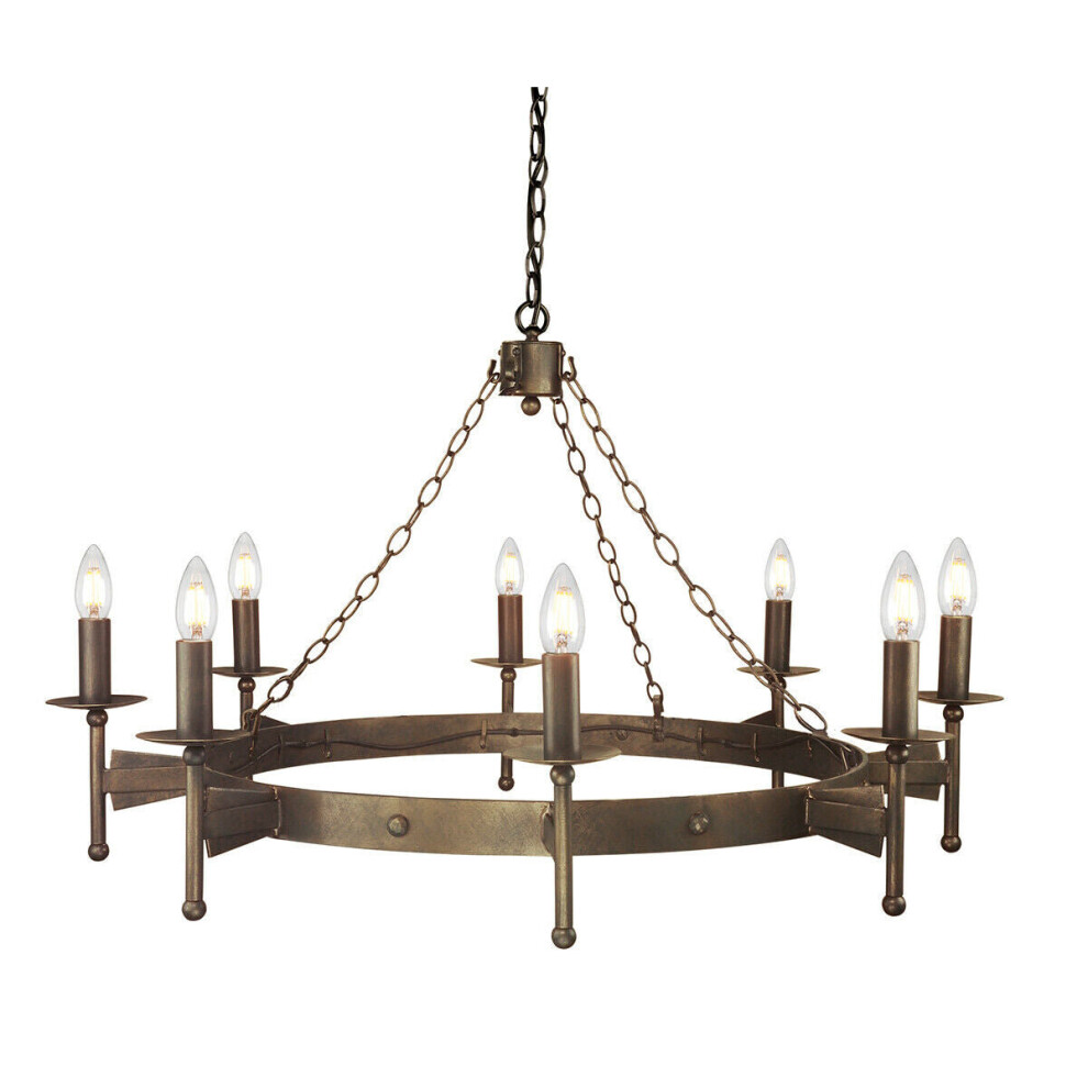 Loops 8 Bulb Chandelier Hanging Pendant Old Led E14 60W Bulb Light/Bronze