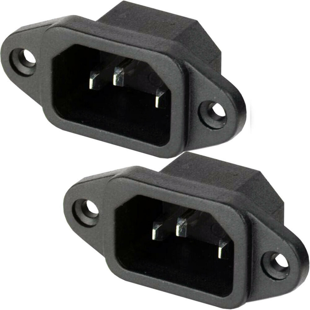 2x IEC C14 Power Socket 10A Screw In PCB Inlet Panel Chassis Mount Connector