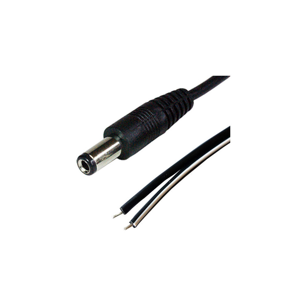 3M Dc Power Cable Lead 5.5Mm X 2.1Mm Male Plug To Bare Ends Cctv Camera Dvr 5055538185908