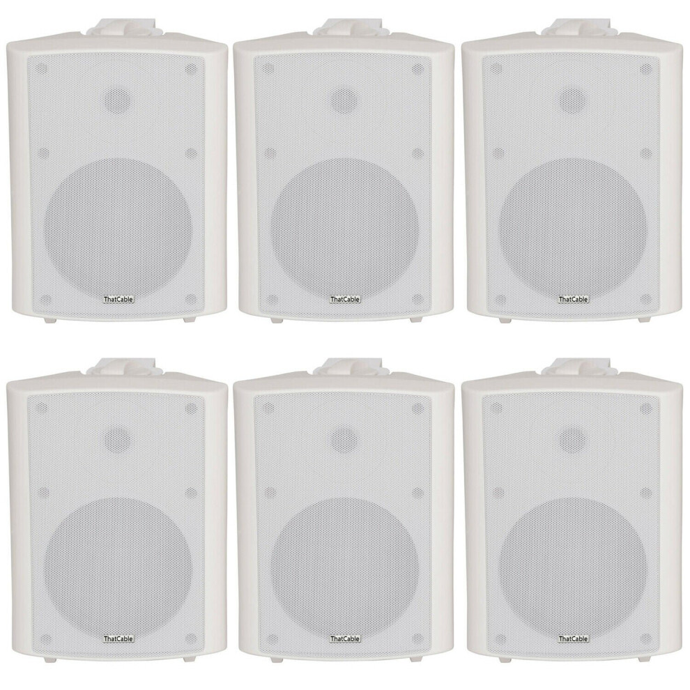 6X 120W Wall Mounted Stereo Speakers 6.5" 8Ohm Premium Home Audio Music White 5056199821044