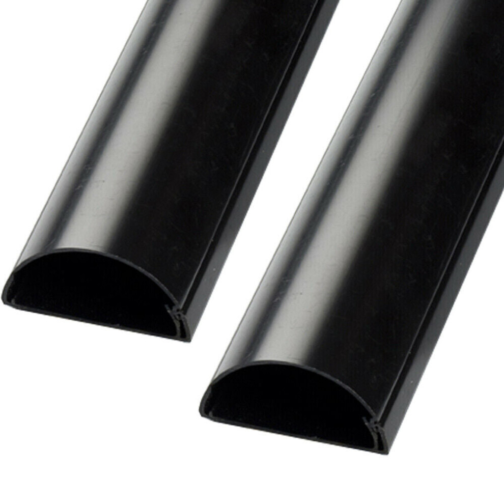 Loops 2x 1m (2m) - 16mm x 8mm Black Speaker Cable Trunking/Conduit Cover - AV/TV Wall