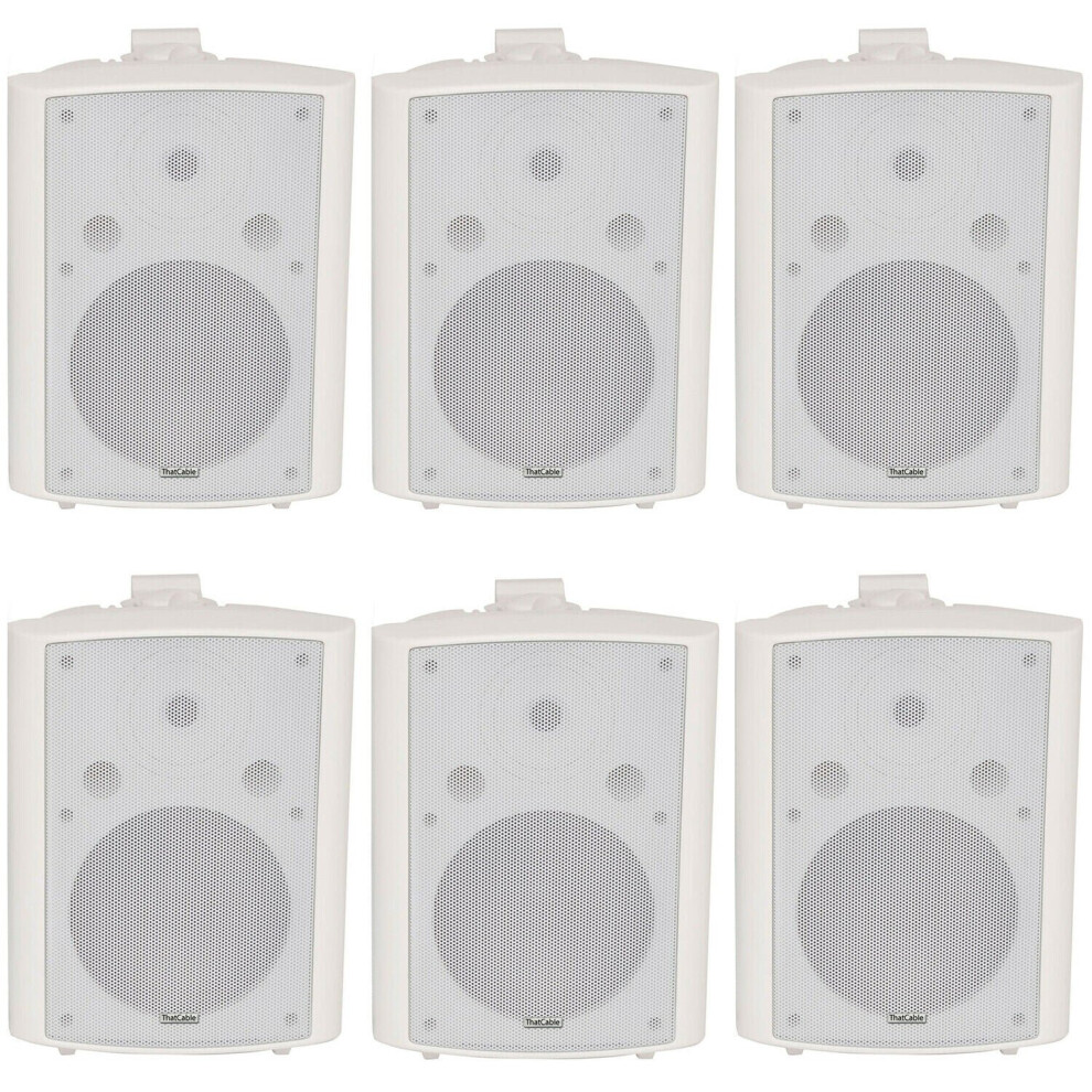 6X 180W Wall Mounted Stereo Speakers 8" 8Ohm Loud Premium Audio & Music White 5056199821129