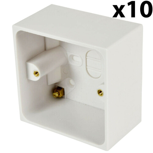 Loops 10x 47mm Deep Single Plastic Surface Mounted AV HDMI Back Box 1 Gang Wall Outlet