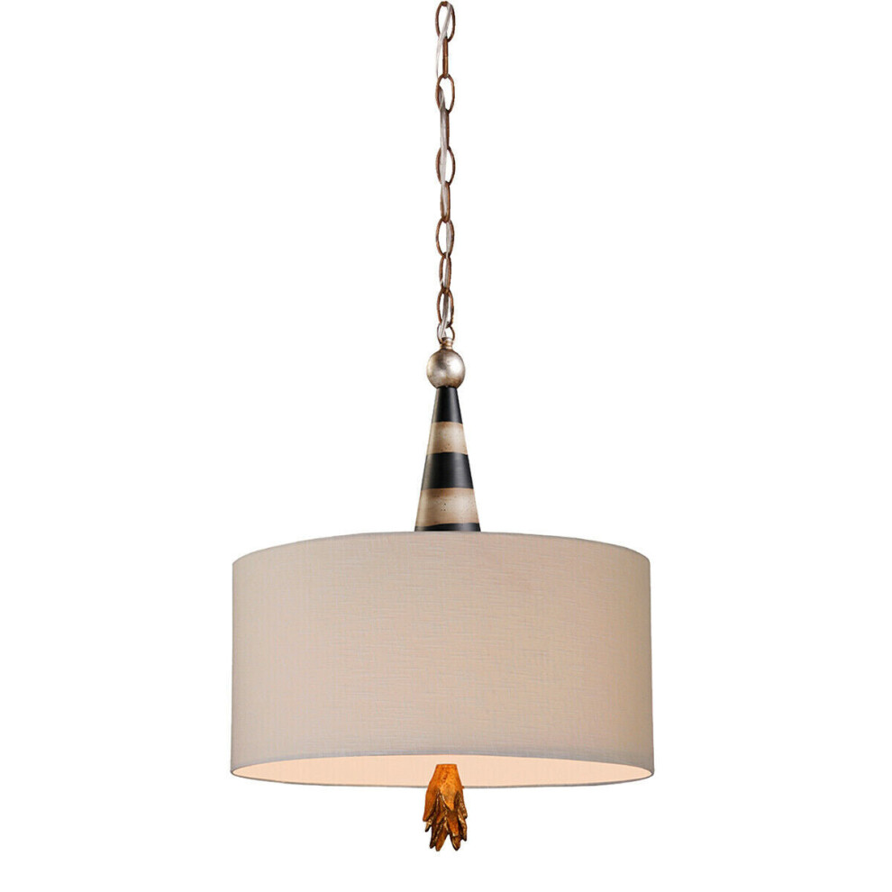 Loops 2 Bulb Ceiling Pendant Light Fitting Black Cream And Gold Leaf Led E27 60W