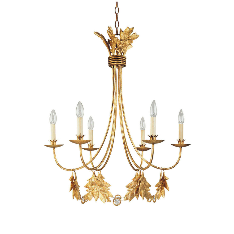 Loops 6 Bulb Chandelier Hanging Pendant Light Gilded Gold Led E14 60W Bulb