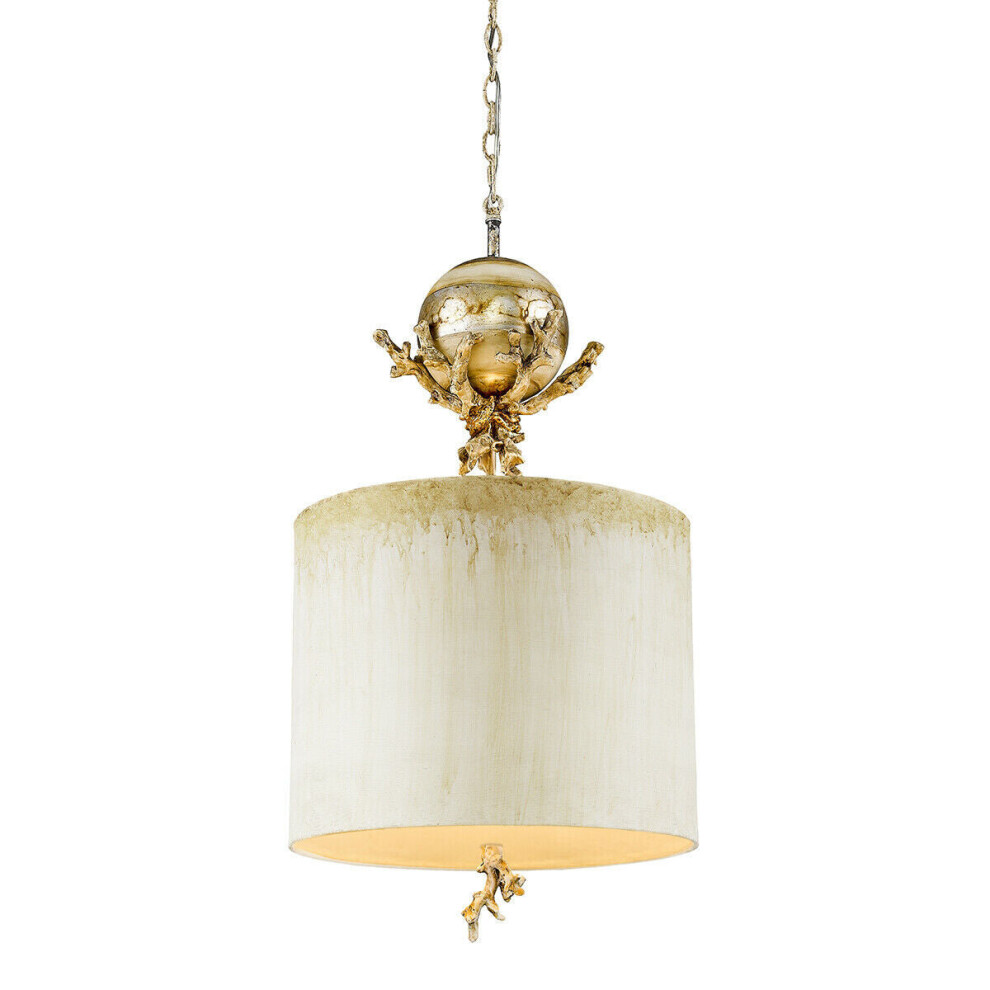 Loops 1 Bulb Ceiling Pendant Light Fitting Putty Patina & Silver Leaf Led E27 60W
