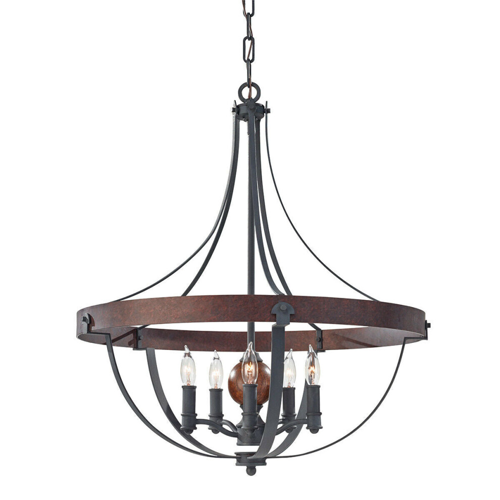 5 Bulb Chandelier Hanging Pendant LIght Charcoal Black LED E14 60W Bulb