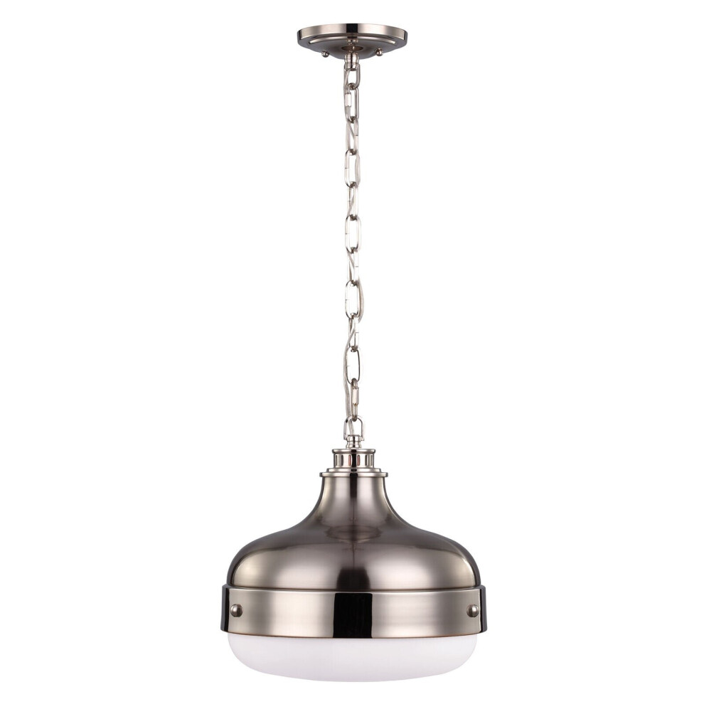 Loops 2 Bulb Ceiling Pendant Light Polished Nickel Finish Brushed Steel Led E27 75W