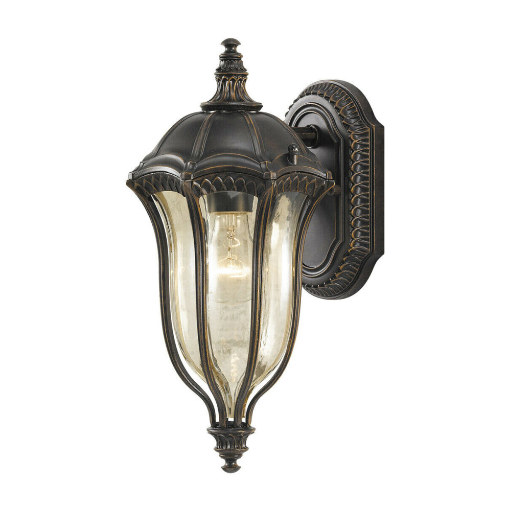 Loops Outdoor Ip44 Wall Sconce Walnut Led E27 100W Bulb External D00613 Light