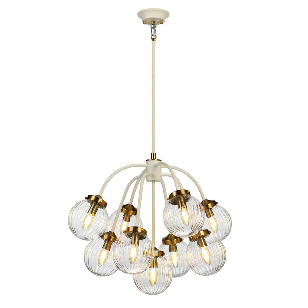 Loops 9 Ceiling Pendant Painted +Aged Brass Finish Plated Led E14 60W Bulb Light/Cream
