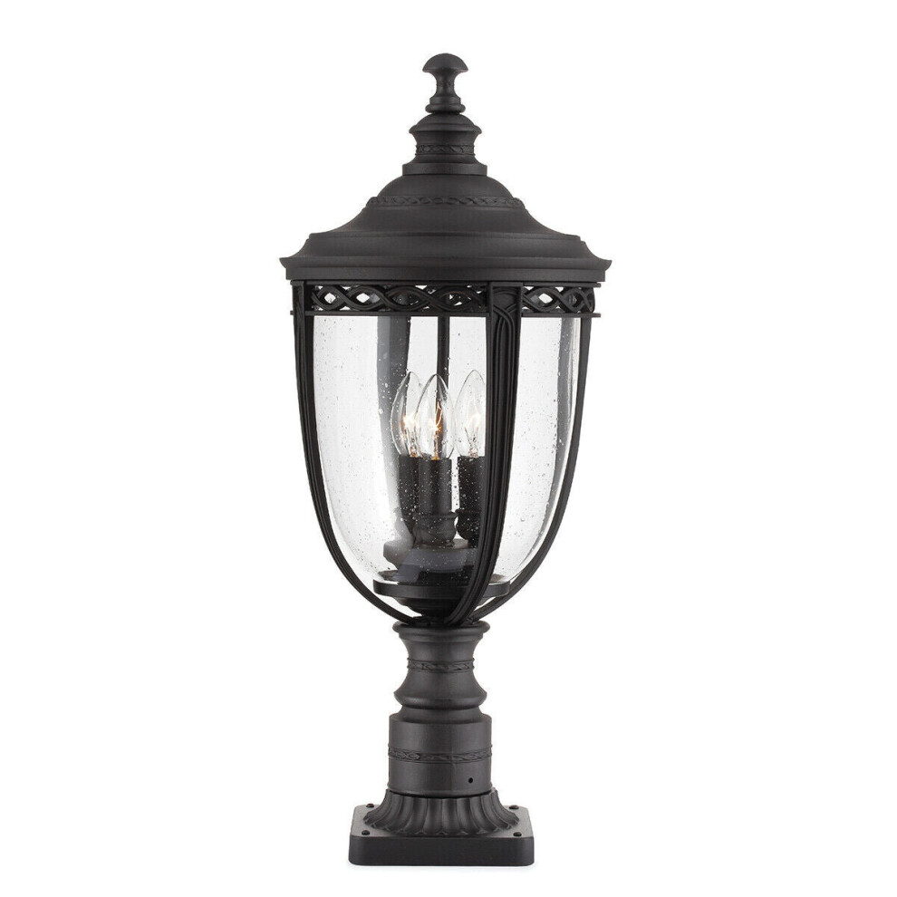 Outdoor IP44 3 Bulb Wall Ground Pedestal Light Black LED E14 60W d00716