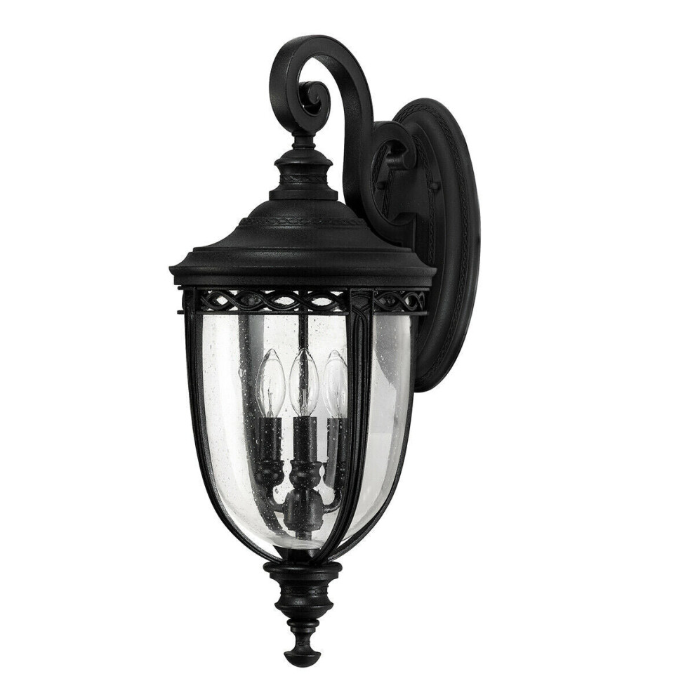 Outdoor IP44 3 Bulb Wall Light Sconce Black LED E14 60W Bulb External d00708