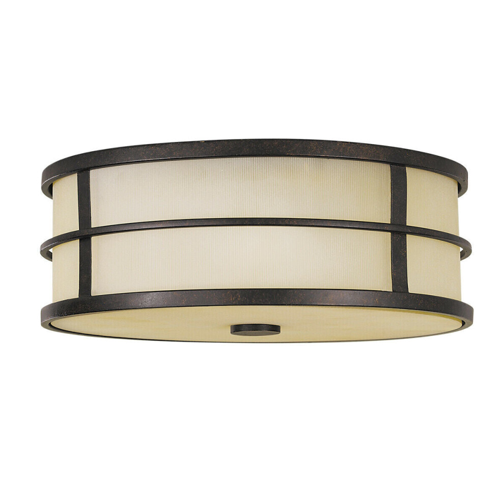 Loops 3 Bulb Flush Light Light Low Ceiling Grecian Bronze Led E27 60W Bulb
