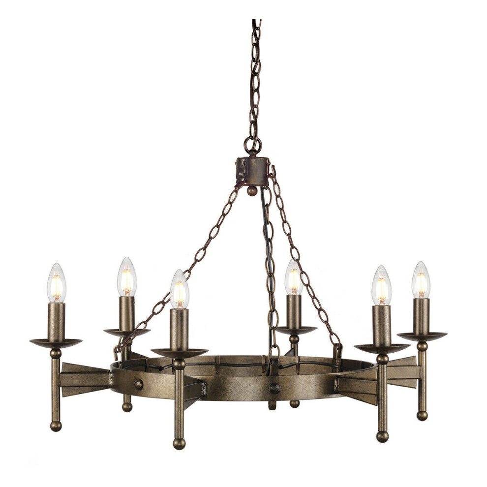Loops 6 Bulb Chandelier Hanging Pendant Old Led E14 60W Bulb Light/Bronze