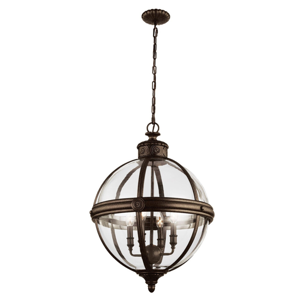 Loops 4 Bulb Chandelier Hanging Pendant British Led E14 60W Bulb Light/Bronze