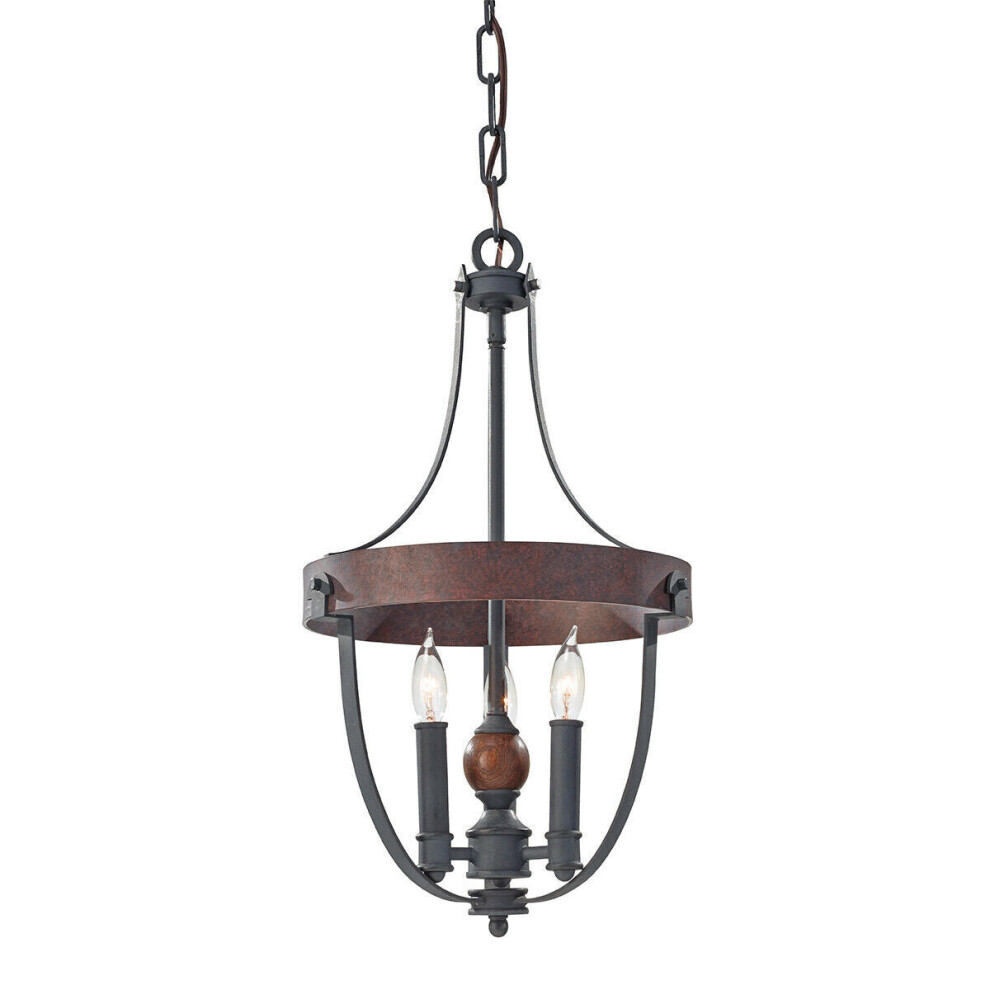 3 Bulb Chandelier Hanging Pendant LIght Charcoal Black LED E14 60W Bulb