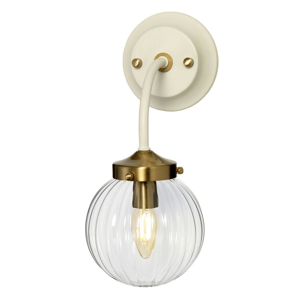 Loops Wall Sconce Painted + Aged Brass Finish Plated Led E14 60W Bulb Light/Cream