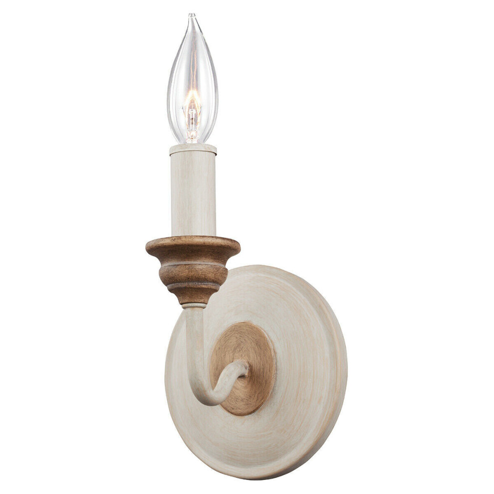 Loops Wall Sconce Chalk Washed/Beachwood Led E14 40W Bulb Light