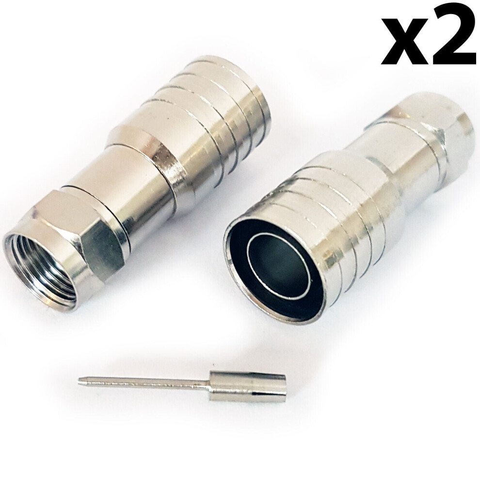 2x PRO Outdoor CT165 WF165 F Type Male Hex Crimp Connector Plug Thick Coax Cable