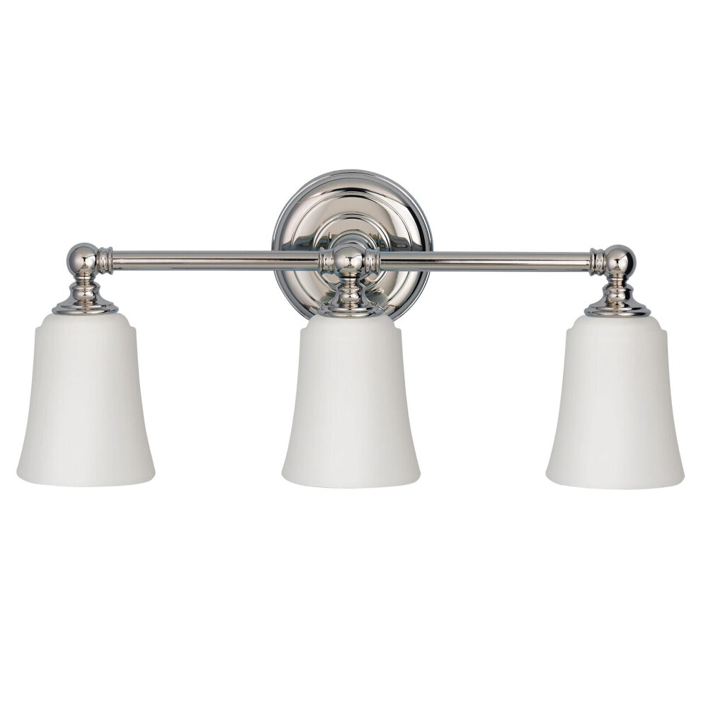 Loops Ip44 3 Bulb Wall Light Opaque Glass Downlight Shades Polished Chrome Led G9 3.5W