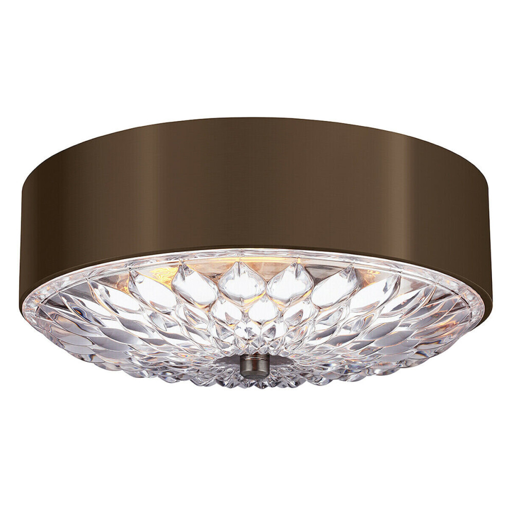 Loops 3 Bulb Flush Low Ceiling Aged Brass Finish Led E27 60W Bulb Light/Dark