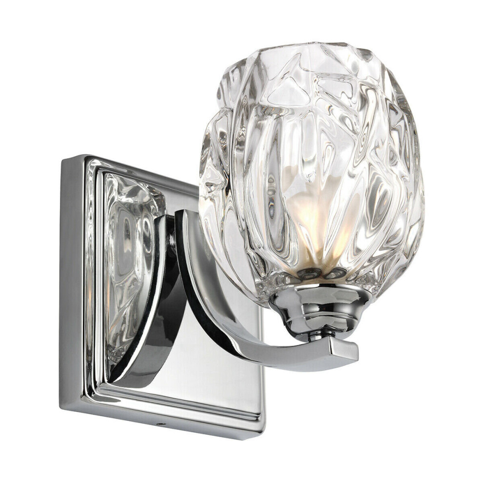 IP44 Wall Light Multi Faceted Crystal Glass Shade Polished Chrome LED G9 3.5W