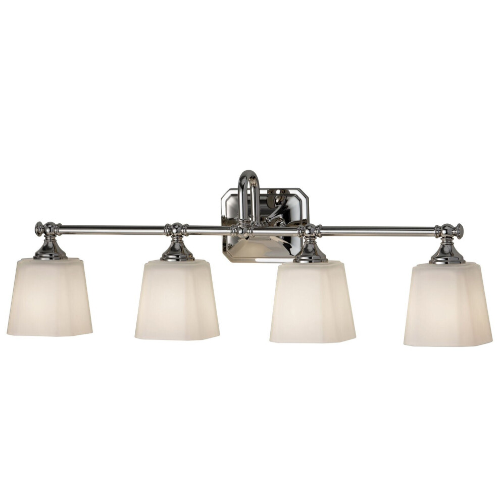 IP44 4 Bulb Wall Light Opal Etched Glass Polished Chrome LED G9 3.5W