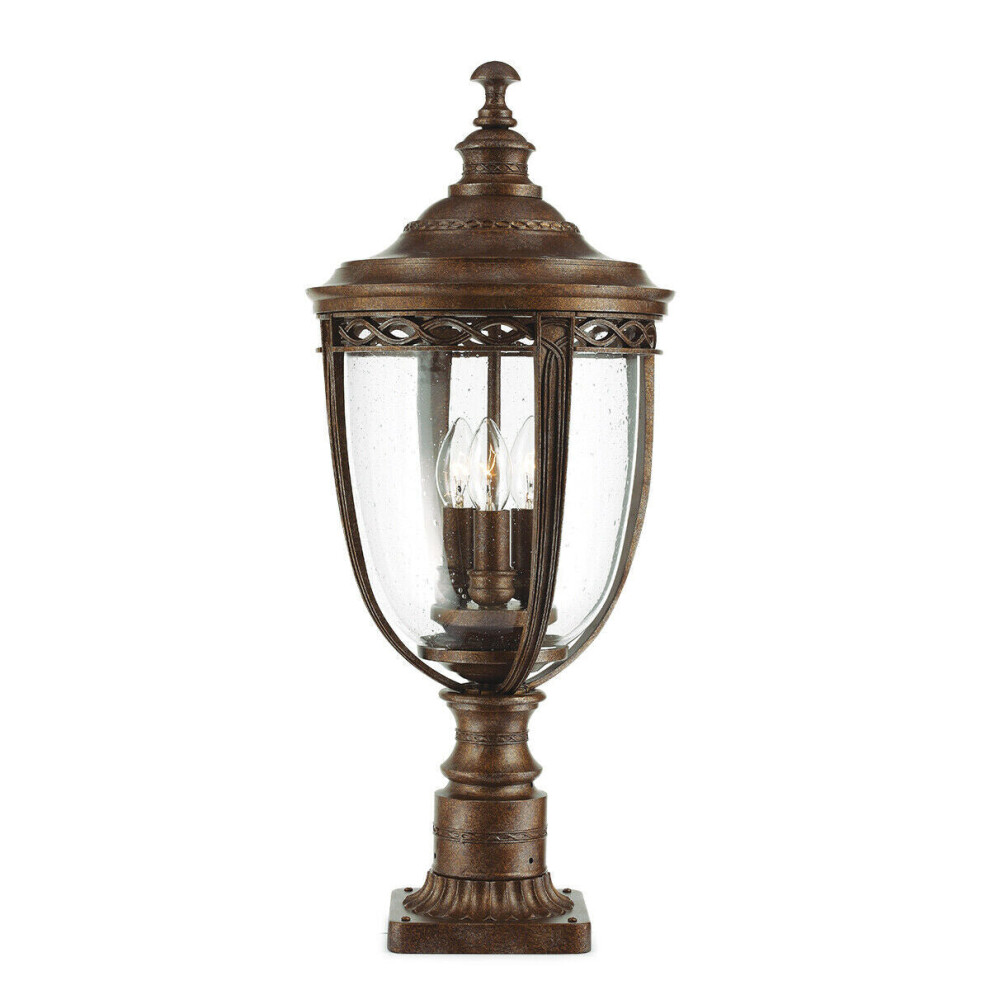 Loops Outdoor Ip44 3 Bulb Wall Ground Pedestal British Led E14 60W Light/Bronze