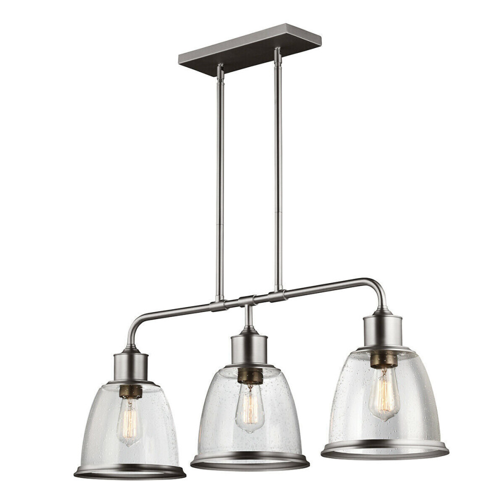 Loops 3 Bulb Chandelier Hanging Pendant Light Satin Nickel Led E27 75W Bulb