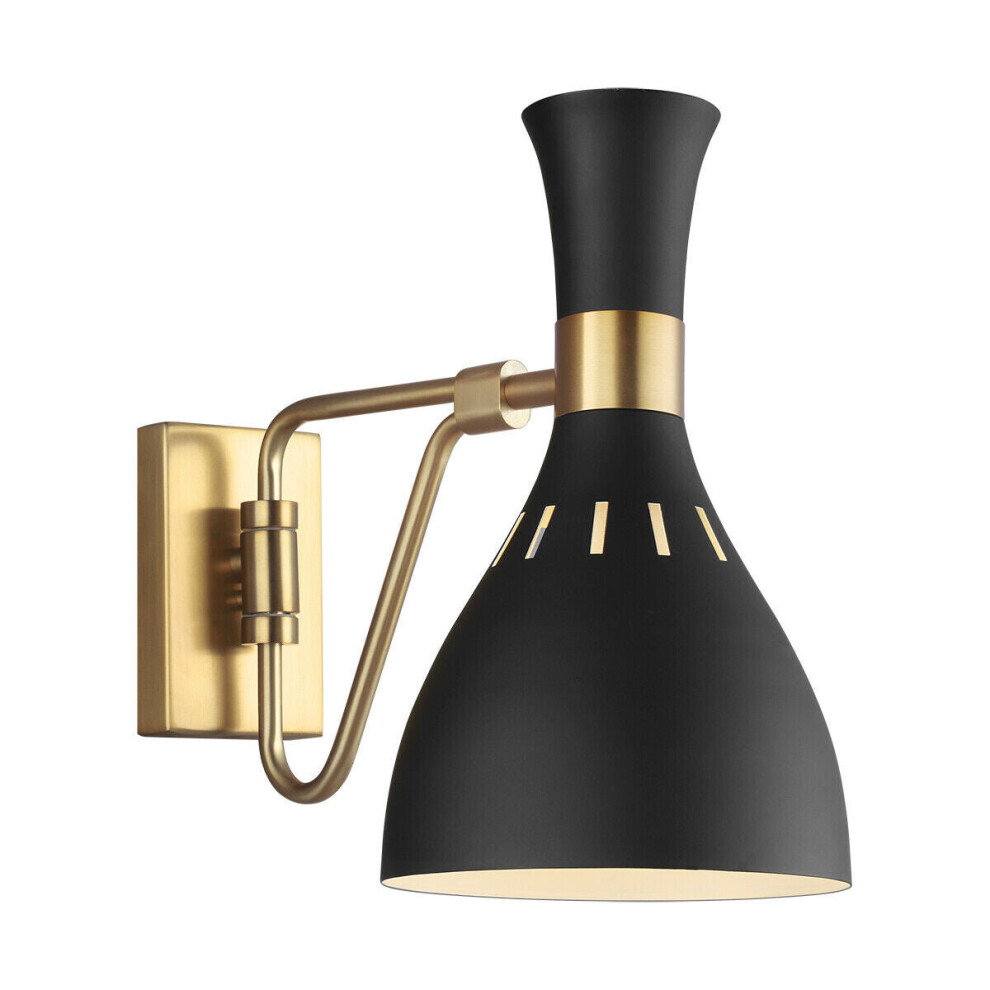 Loops Wall Sconce Midnight / Burnished Brass Led E27 60W Bulb Light/Black