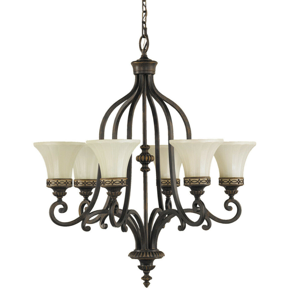 Loops 6 Bulb Chandelier Hanging Pendant Walnut Led E27 60W Bulb Light