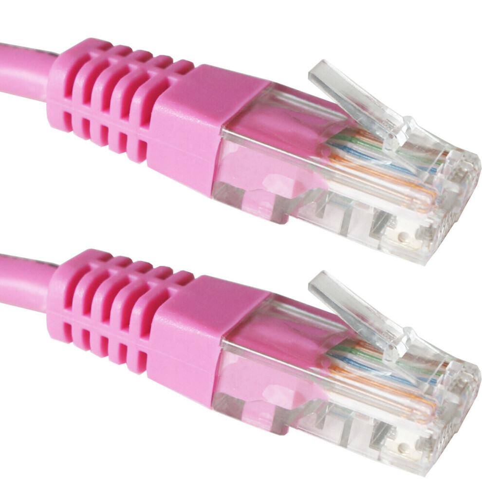 0.5m CAT5e Patch Ethernet RJ45 Cable Lead Pink Pure Copper Network LAN Router