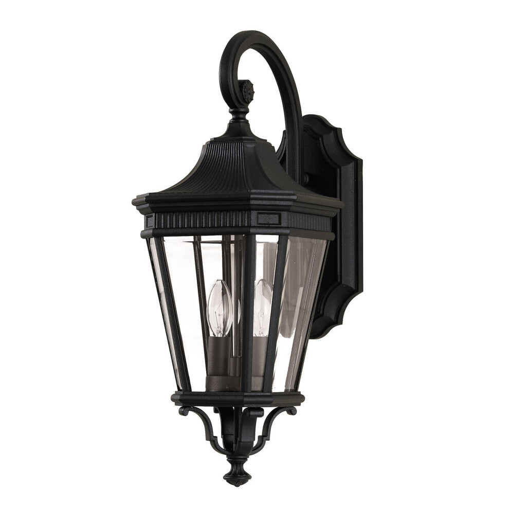 Loops Outdoor Ip44 Twin Wall Sconce Led E14 60W Bulb Outside External Light/Black