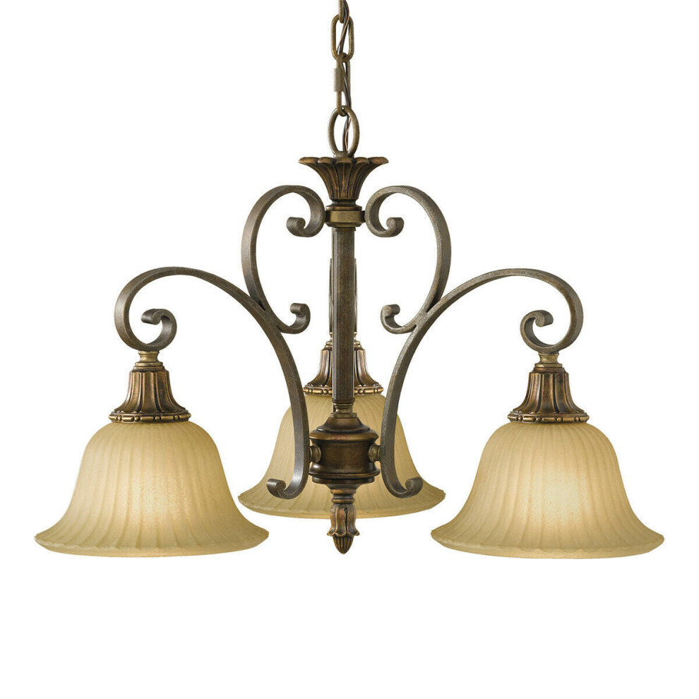 Loops 3 Bulb Chandelier Firenze British Led E27 60W Light/Gold/Bronze