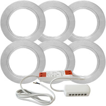 6x 2.6W LED Kitchen Cabinet Flush Spot Light & Driver Stainless Steel Warm White