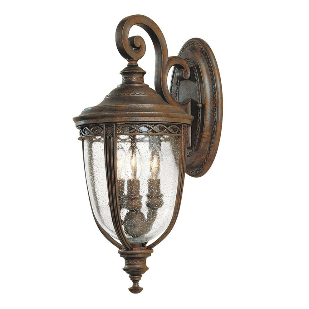Loops Outdoor Ip44 3 Bulb Wall British Led E14 60W D00711 Light/Bronze