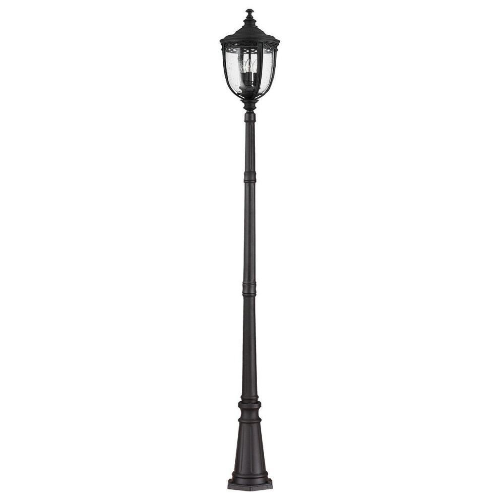 Loops Outdoor Ip44 3 Bulb Lamp Post Black Led E14 60W Bulb Outside External