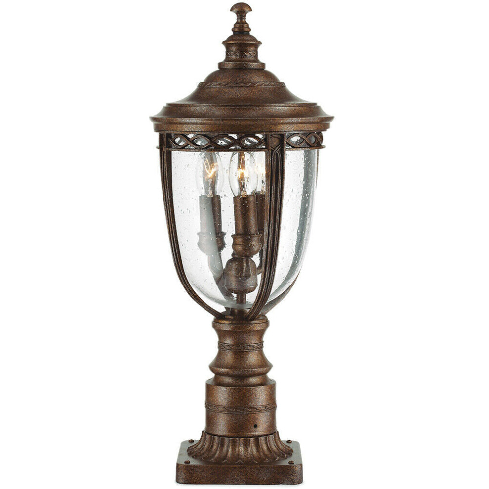 Loops Outdoor Ip44 3 Bulb Wall Ground Pedestal Lamp British Bronze Led E14 60W