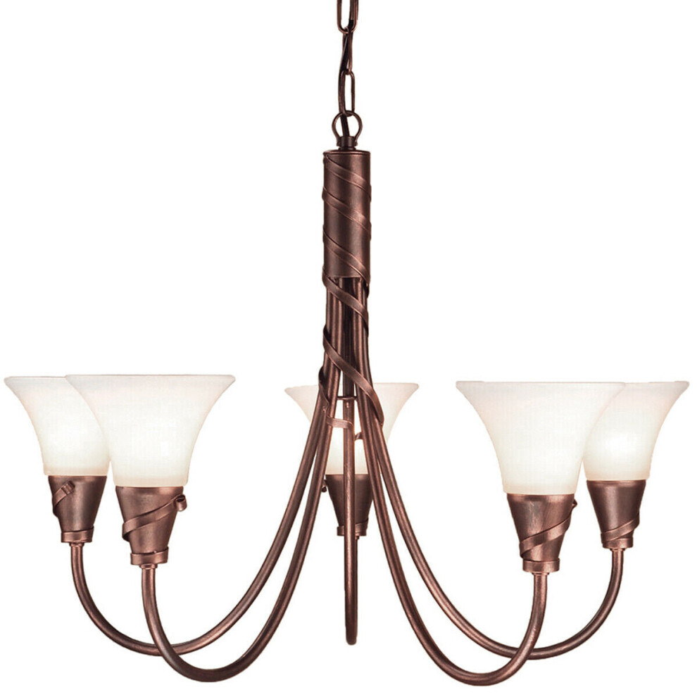 Loops 5 Bulb Chandelier Hanging Pendant Copper Patina Led E14 60W Bulb Light