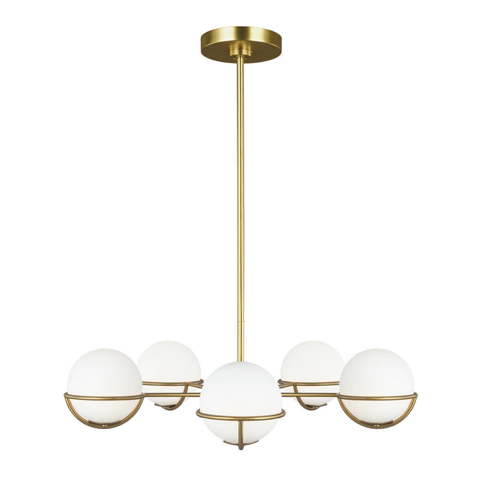 Loops 5 Bulb Chandelier Hanging Pendant Burnished Brass Led G9 3.5W Bulb Light